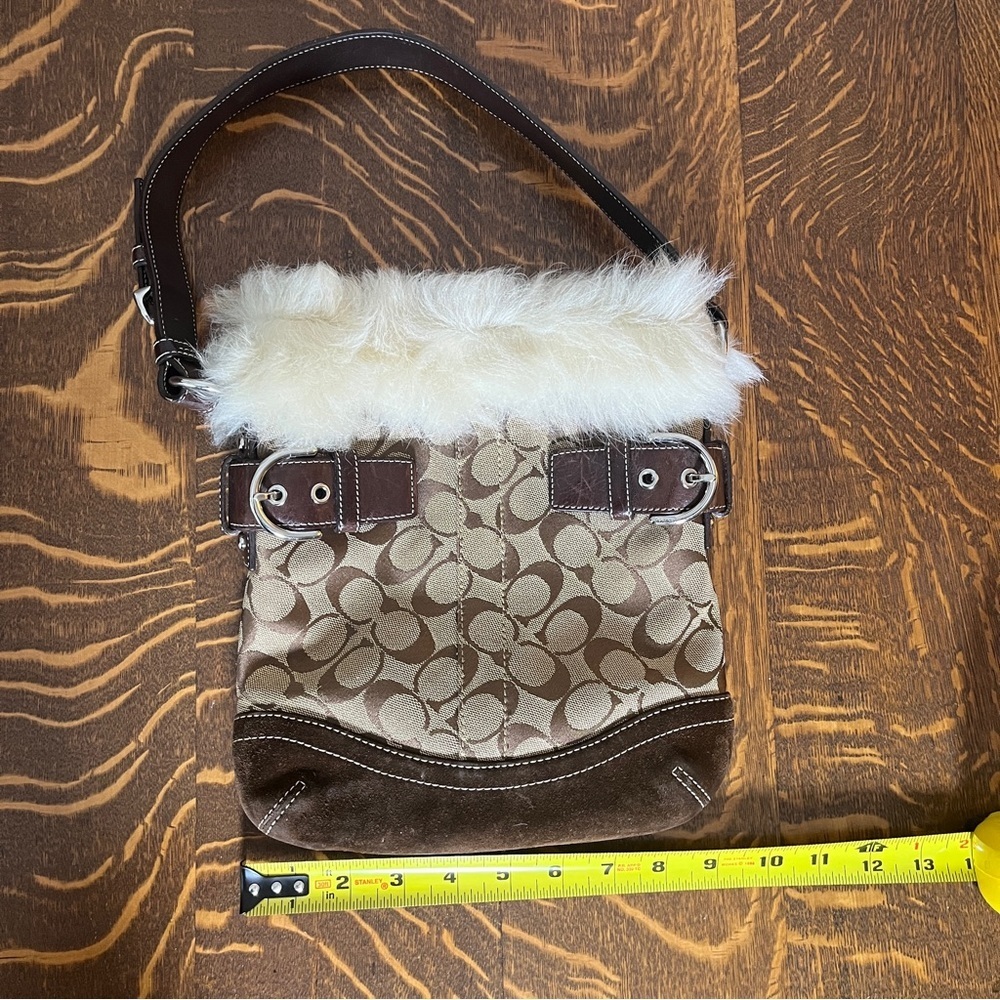 Coach Brown and Cream Signature C Patterned Shoulder Bag - Picture 10 of 12